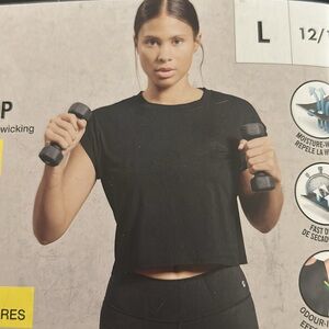 Crivit Womens Black Athletic Top L (12/14) NWT